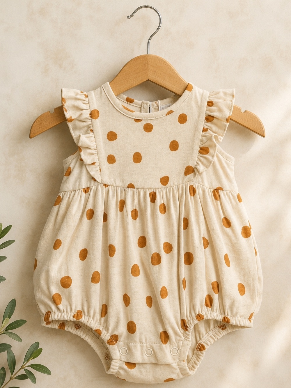 City Mouse- Saffron Dots Flutter Romper NWT 6-9